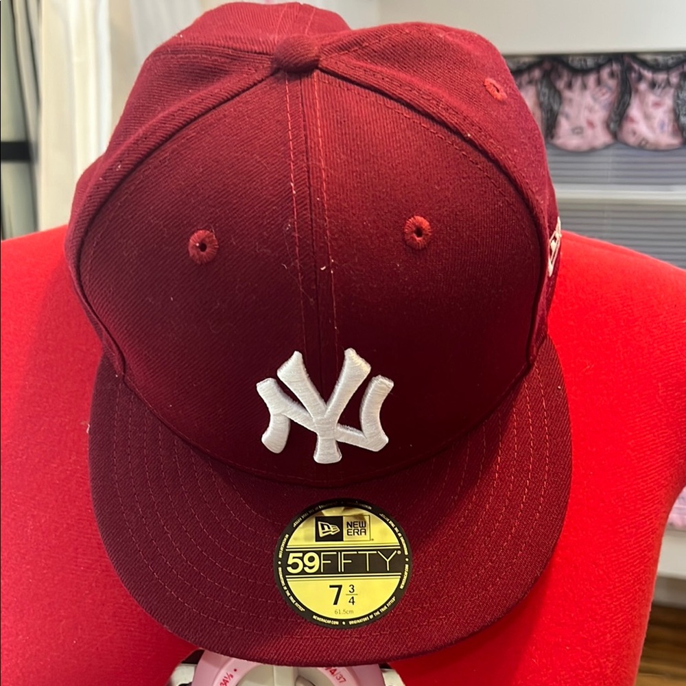 New Era Burgundy Fitted NY Yankees Hat